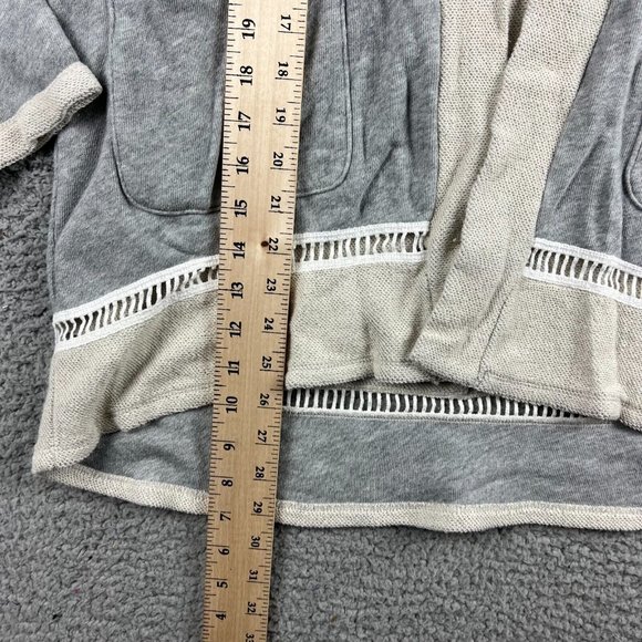 Caslon Sweater Women Crochet Cardigan Long Sleeve Open Gray Size Petite Medium - Picture 2 of 7